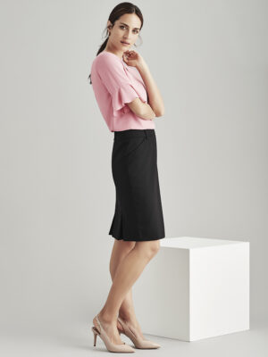 Womens Comfort Wool Stretch Multi-Pleat Skirt