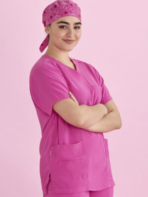 Unisex Pink Printed Scrub Cap