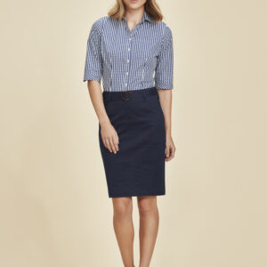 Womens Mid Waist Stretch Chino Skirt