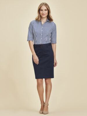 Womens Mid Waist Stretch Chino Skirt