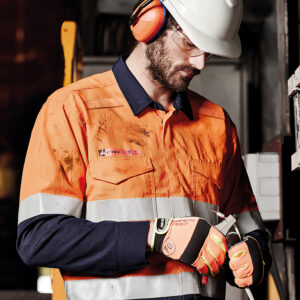 Mens Red Flame Hi Vis Shirt - Hoop Taped