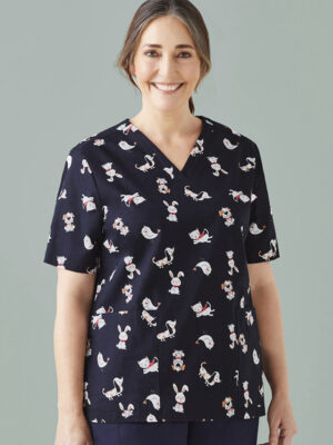 Womens Printed Best Friends Scrub Top