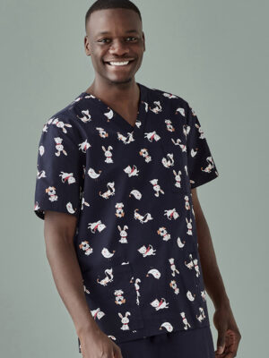 Mens Printed Best Friends Scrub Top
