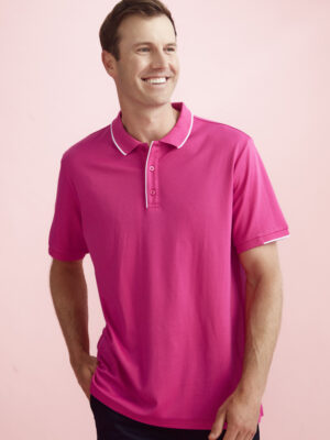 Mens Pink Short Sleeve Polo