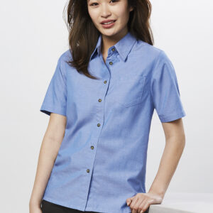 Womens Chambray Short Sleeve Shirt
