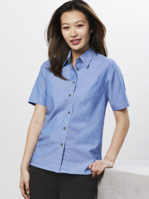 Womens Chambray Short Sleeve Shirt