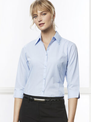 Womens Micro Check 3/4 Sleeve Shirt