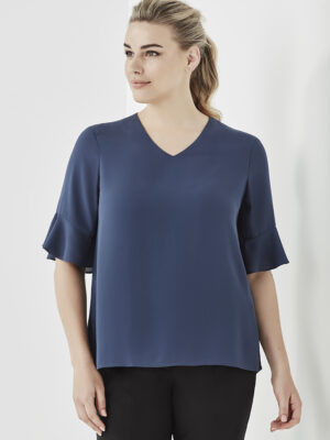 Womens Aria Fluted Sleeve Blouse