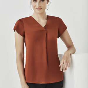 Womens Kayla V-Neck Pleat Blouse