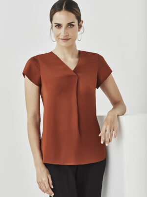Womens Kayla V-Neck Pleat Blouse