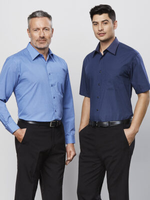 Mens Micro Check Short Sleeve Shirt