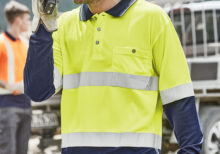 Mens Hi Vis Spliced Long Sleeve Polo - Hoop Taped