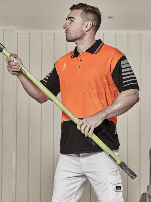 Mens Hi Vis Zone Short Sleeve Polo