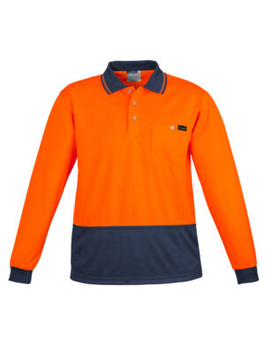 Mens Hi Vis Comfort Back Long Sleeve Polo