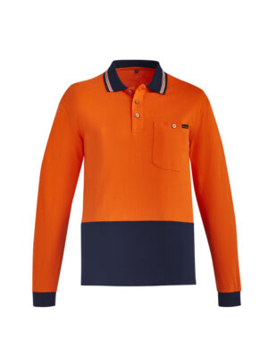 Mens Hi Vis Cotton Long Sleeve Polo