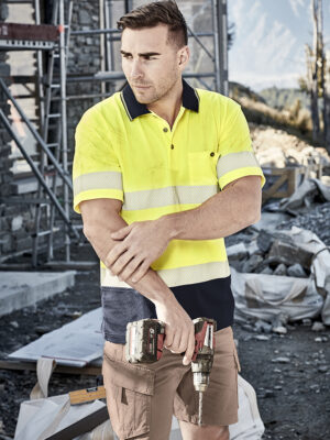 Unisex Hi Vis Segmented Tape Short Sleeve Polo