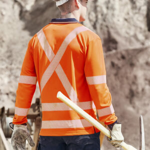 Unisex Hi Vis X Back NSW Rail Long Sleeve Polo