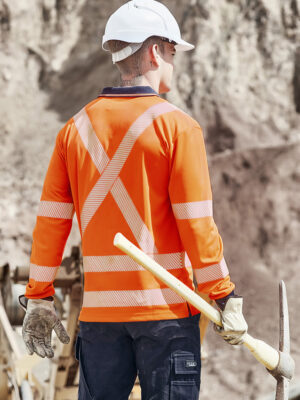 Unisex Hi Vis X Back NSW Rail Long Sleeve Polo