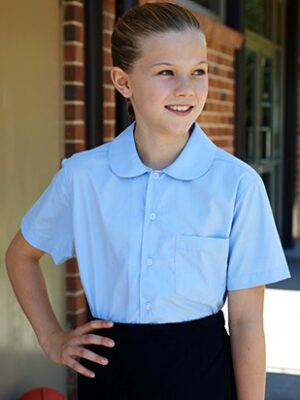 Girls Peter Pan Collar Short Sleeve School Shirt